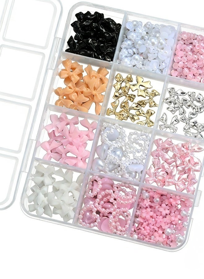 مجموعة حجارة الراين لتزيين الأظافر مع 12 شبكة وعقدة ثلاثية الأبعاد وأزرار لؤلؤية للأظافر بأشكال القمر والنجمة والقلب لتزيين الأظافر بنفسك مع ملاقط وقلم شمع للأظافر ومستحضرات التجميل للوجه بألوان متنوعة - Image 2